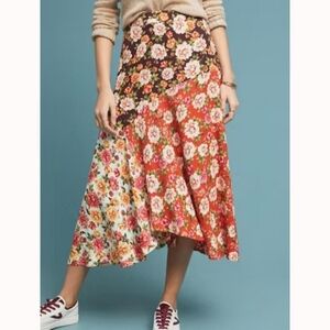 Farm Rio by Anthropologie Patchwork Floral Maxi Skirt. Size L.